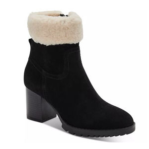 Blondo Tia‎ Sherpa Cuff Ankle Booties in Black Size 8.5 New Retail $160